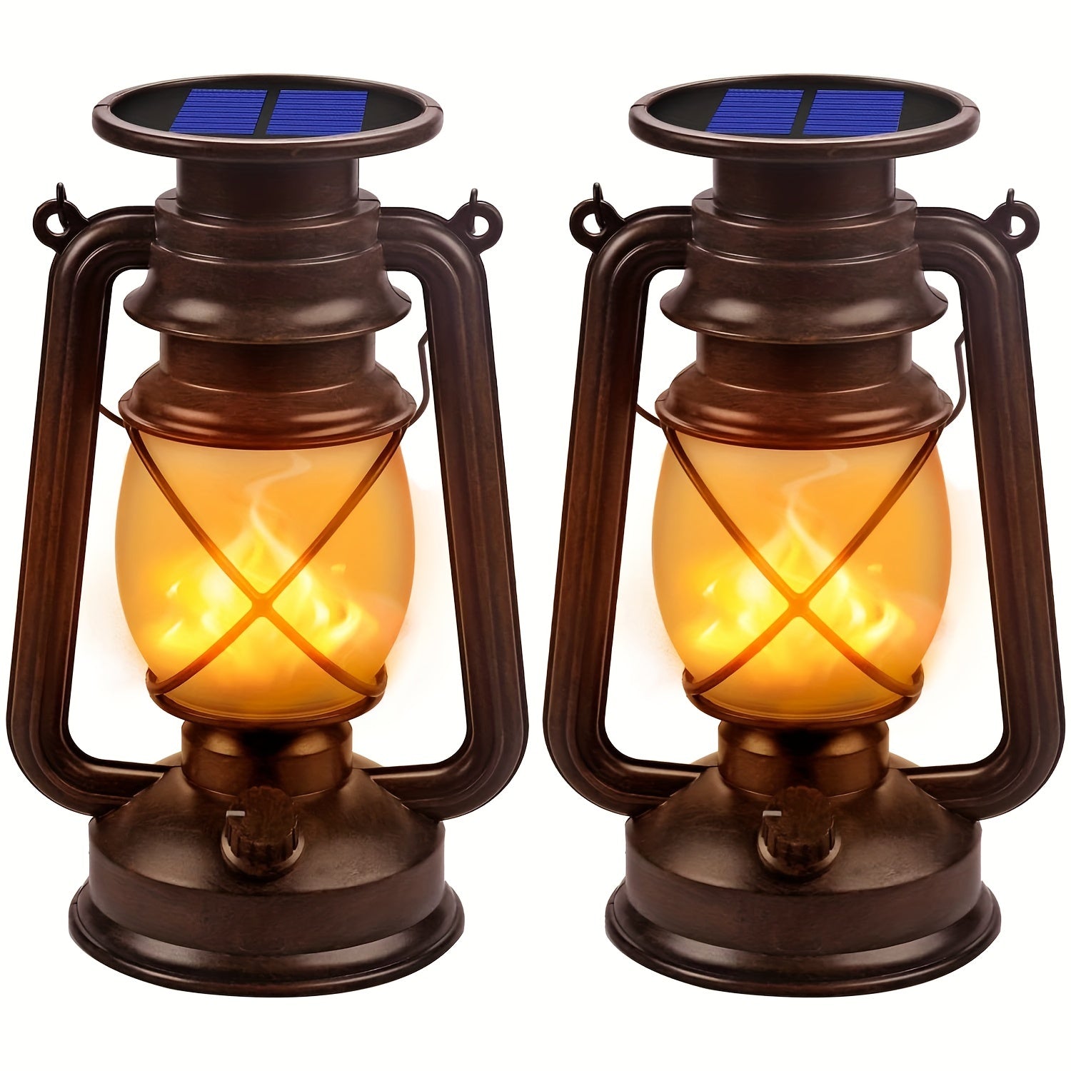 Sæt med 2 Solarlanterner – Vintage Dansende Flamme LED Lygter til Have og Terrasse