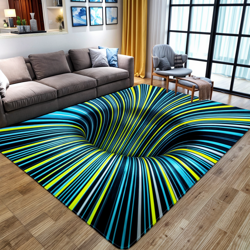3D Optisk Illusions Dørmåtte med Geometrisk Skakbrætmønster til Entré