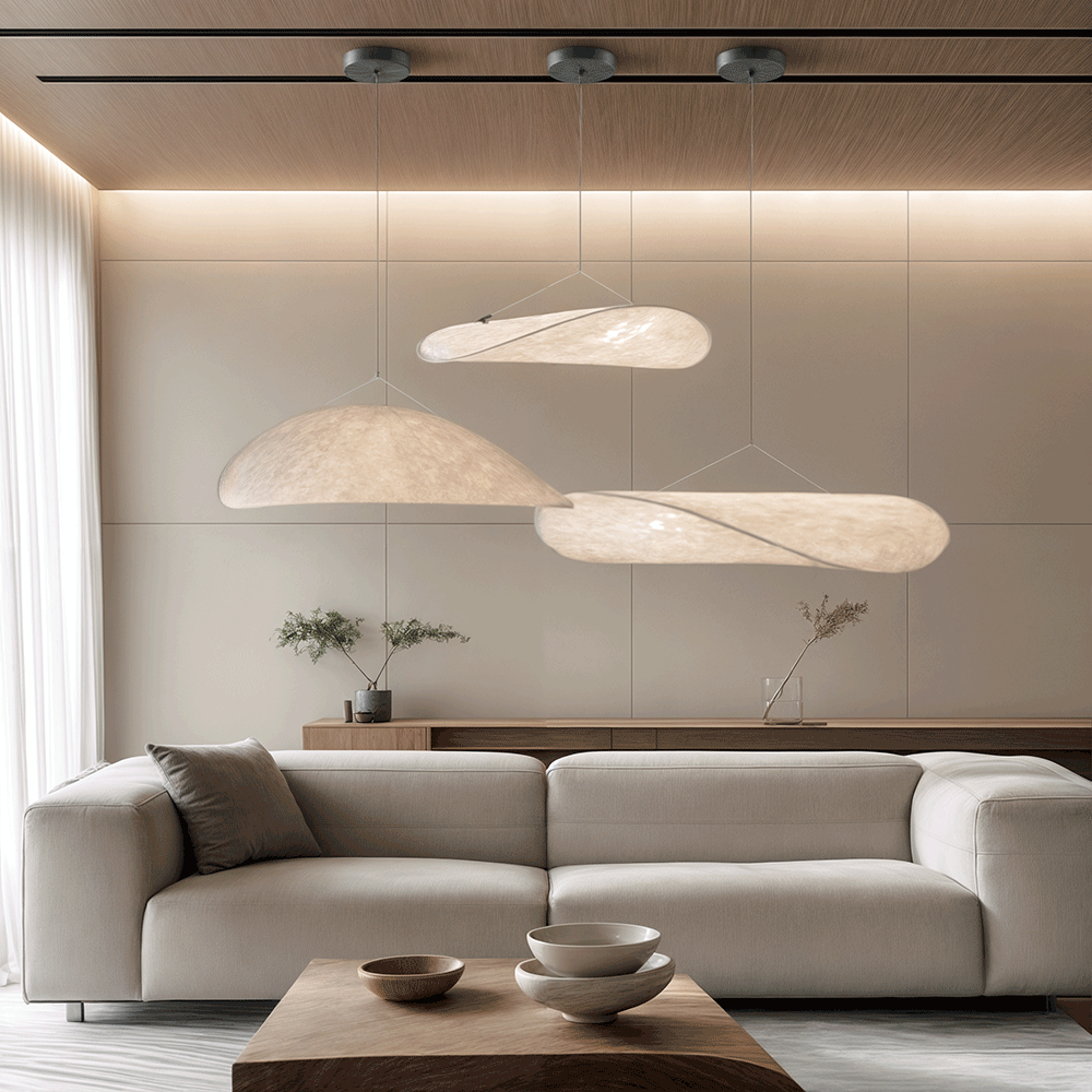 Nordic Glow Lyra Premium LED Krystal Lysekrone Med Silke Blade