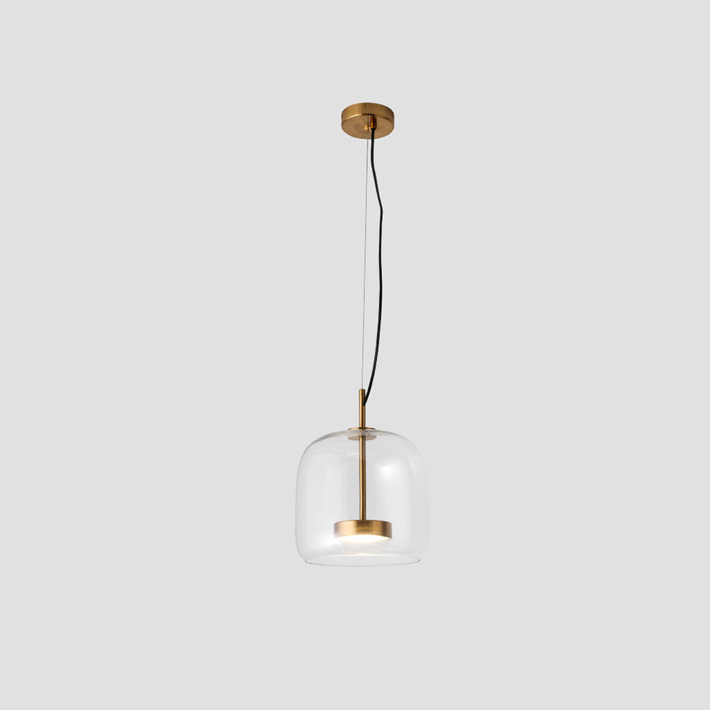 Solara Pendel Lys Amber Glas Med LED Og Guld Metal