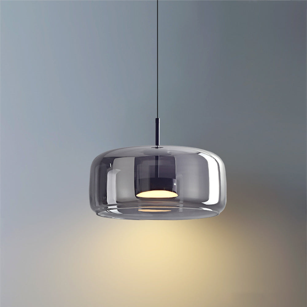 Solara Pendel Lys Amber Glas Med LED Og Guld Metal