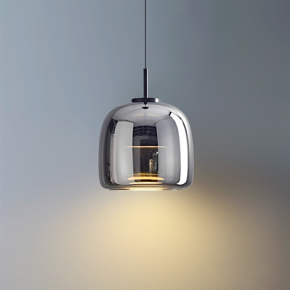 Solara Pendel Lys Amber Glas Med LED Og Guld Metal