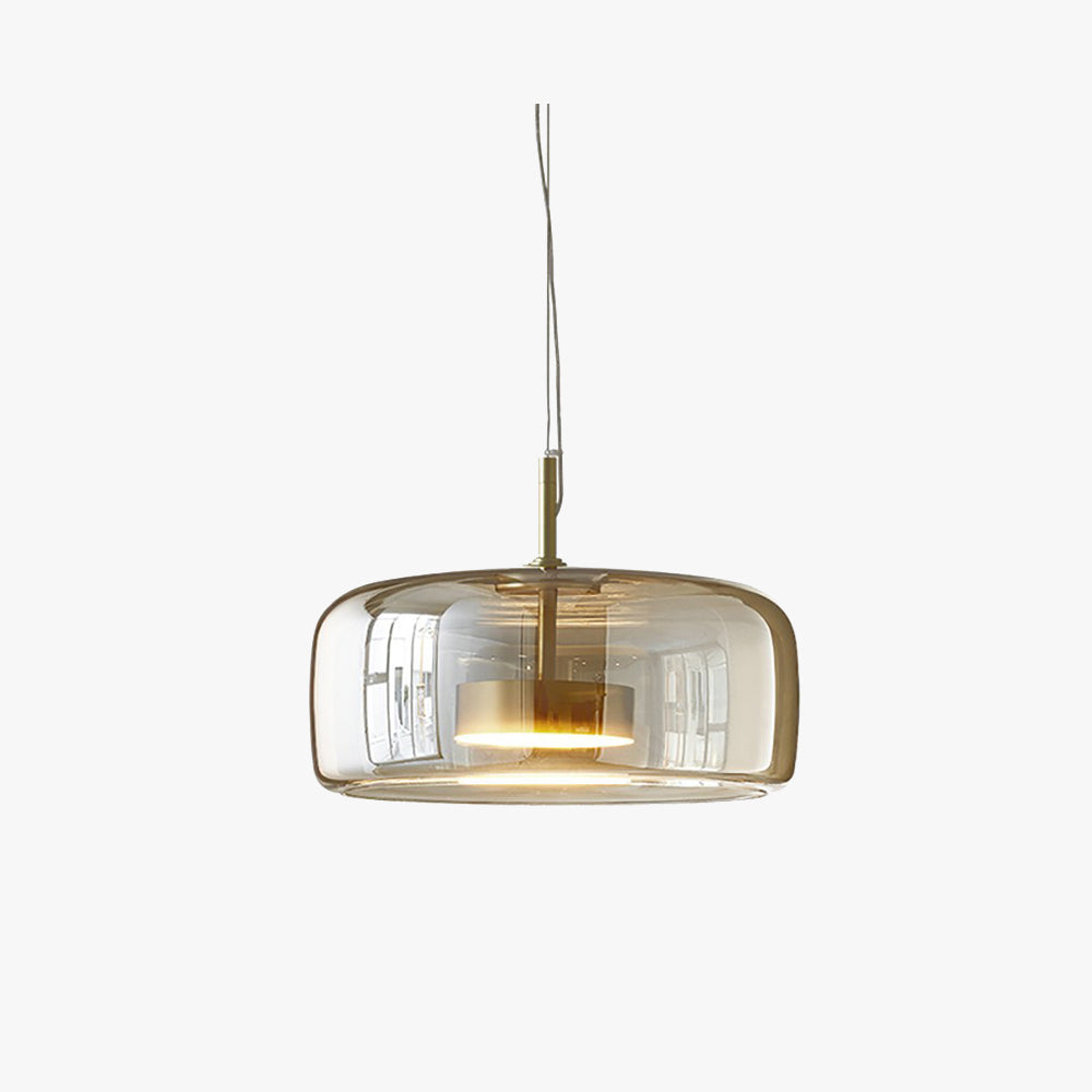 Solara Pendel Lys Amber Glas Med LED Og Guld Metal
