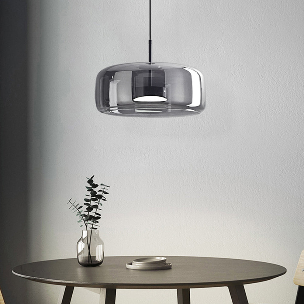 Solara Pendel Lys Amber Glas Med LED Og Guld Metal