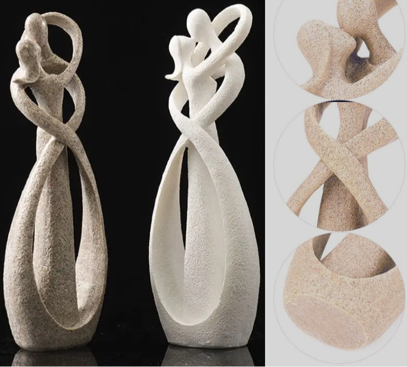 Abstrakt Skulptur af Omfavnende Par som et Tidløst Symbol på Kærlighed