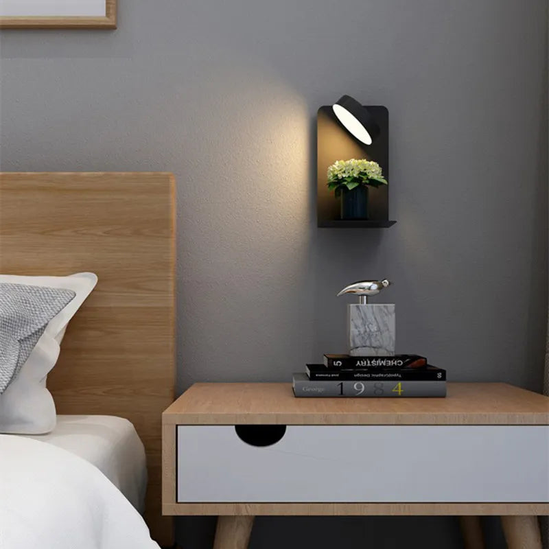 LED væglampe multifunktionel dæmpbar med USB-lader til soveværelse