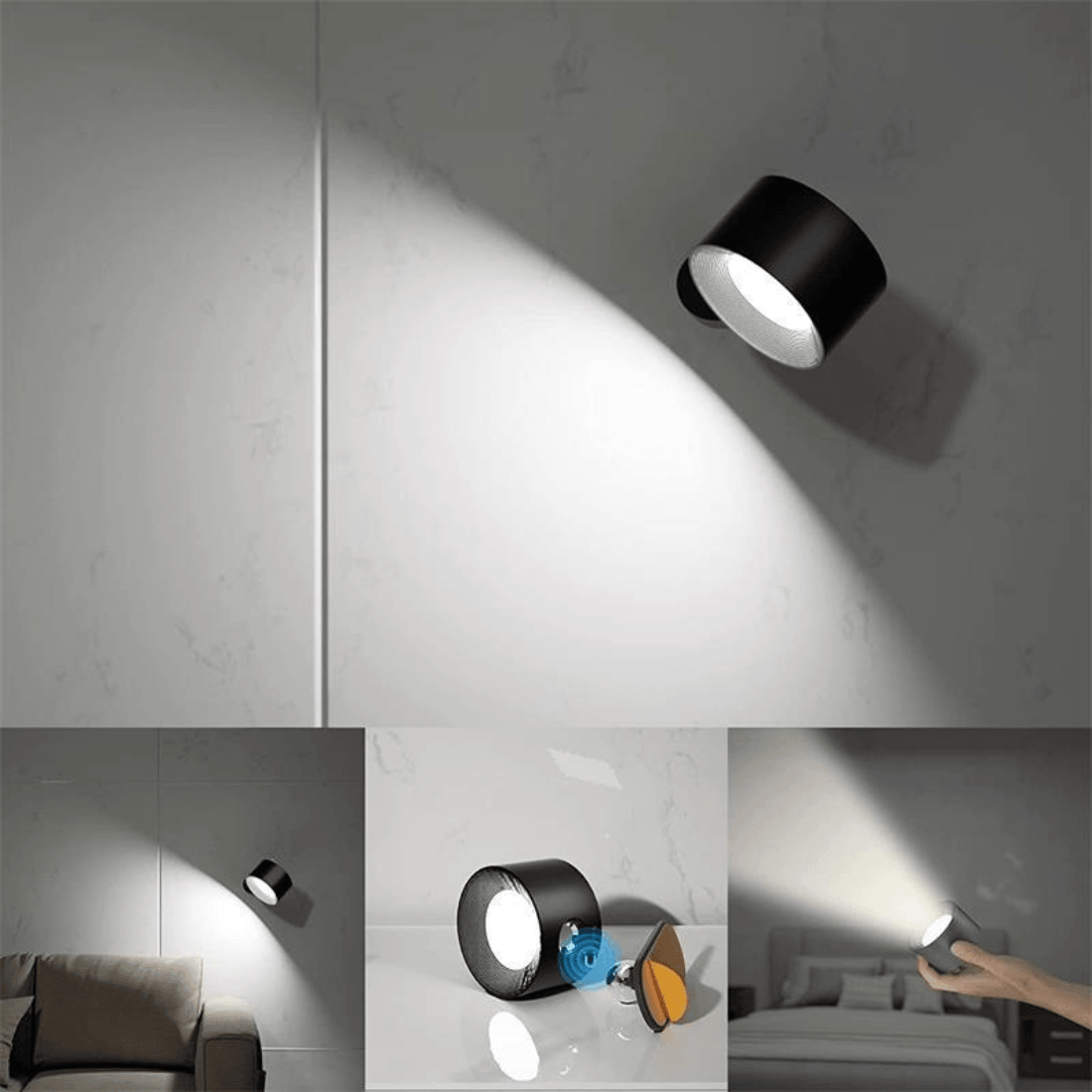 Trådløs Væglampe – 360° Justerbar og Genopladelig LED-belysning (USB)