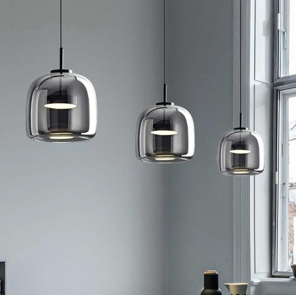 Nordisk Sort Glas Pendelampe Til Køkkenø