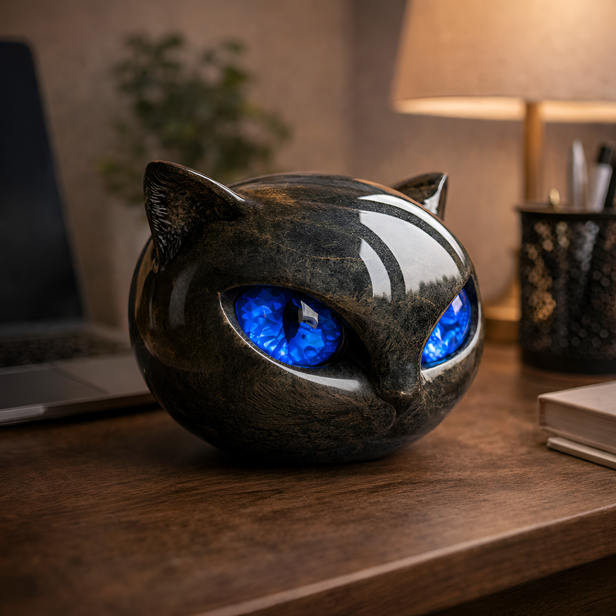 Edris - Sort Kat Figur i Resin Dekorativ Skulptur