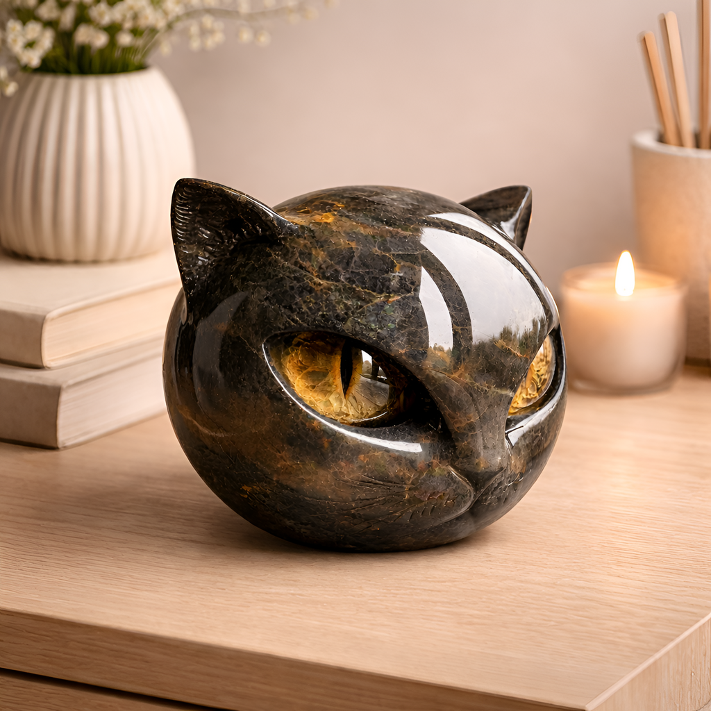 Edris - Sort Kat Figur i Resin Dekorativ Skulptur