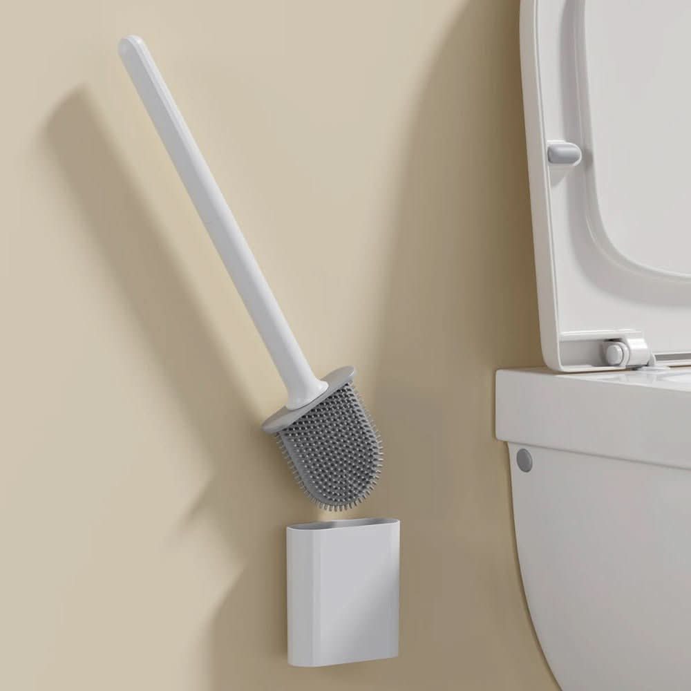 Hygiejnisk Silikone Toiletbørste med Vægholder