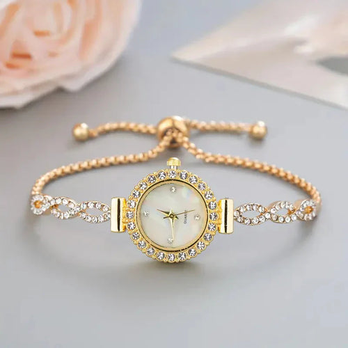 Elegant Dame Armbåndsur – Krystal Detaljer og Tidøs Luksus