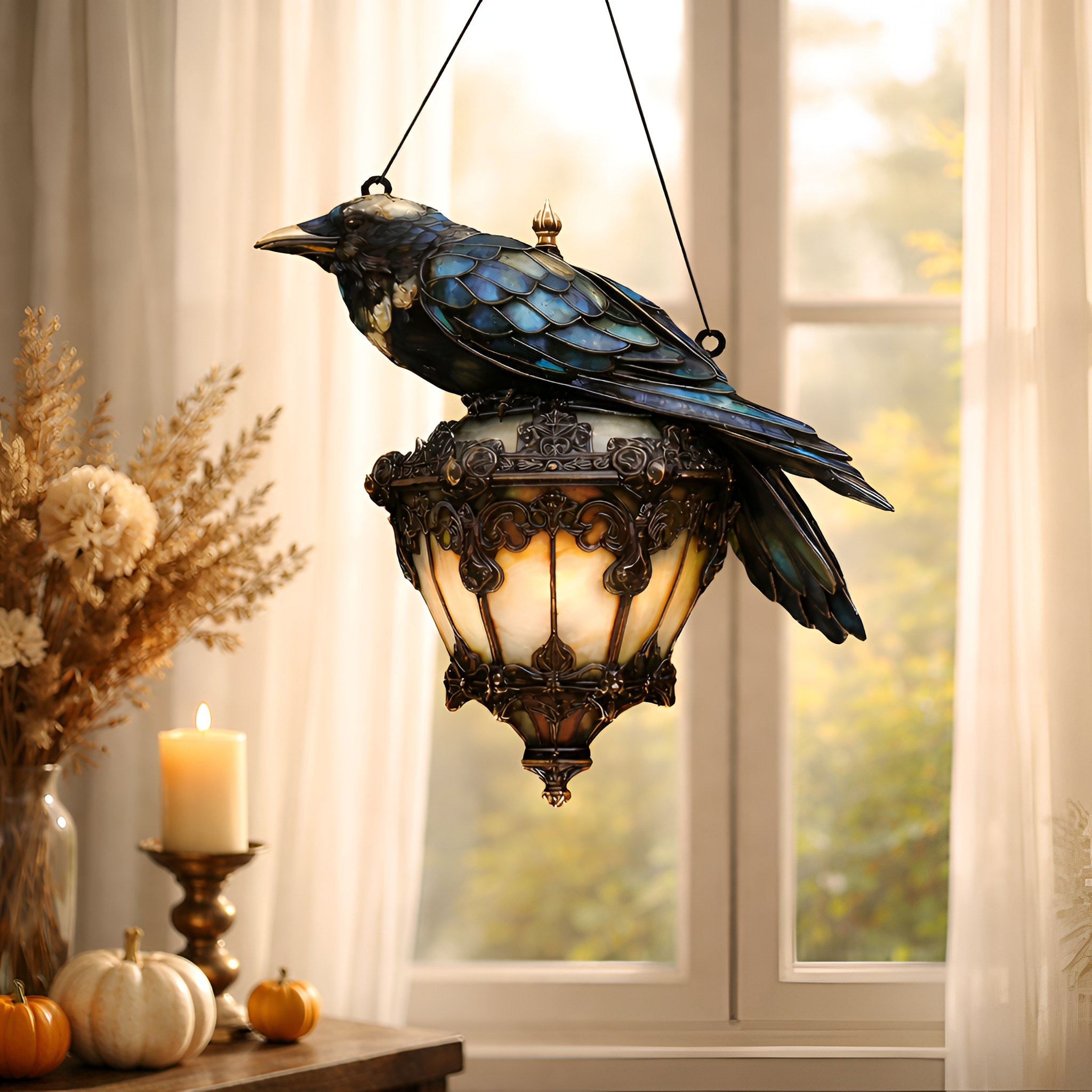 Xavian - Akryl Ravne & Lanterne Halloween Vinduesophæng