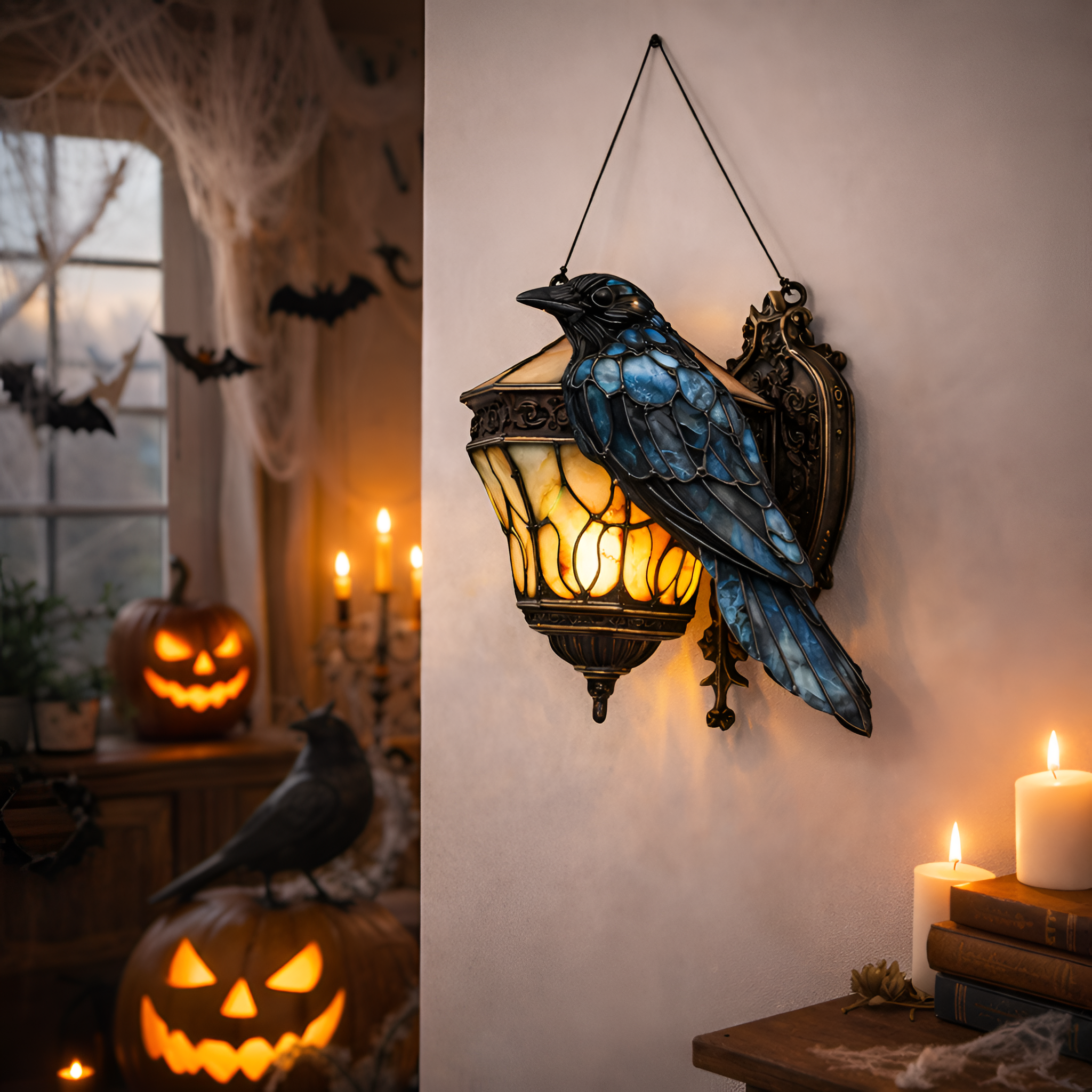 Xavian - Akryl Ravne & Lanterne Halloween Vinduesophæng