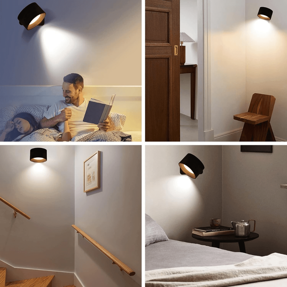 Trådløs Væglampe – 360° Justerbar og Genopladelig LED-belysning (USB)