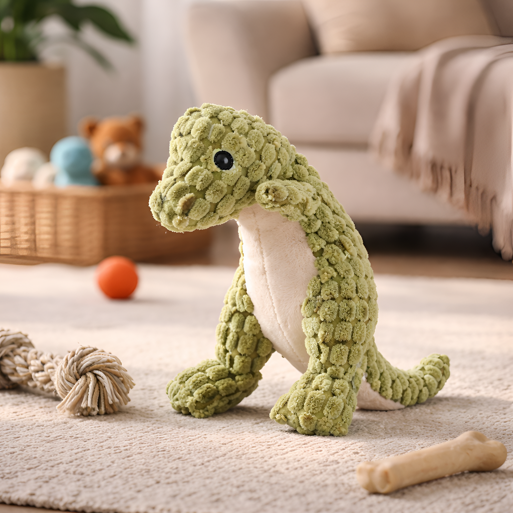 Lars - Plys Dinosaur Hundelegetøj til Små og Mellemstore Hunde