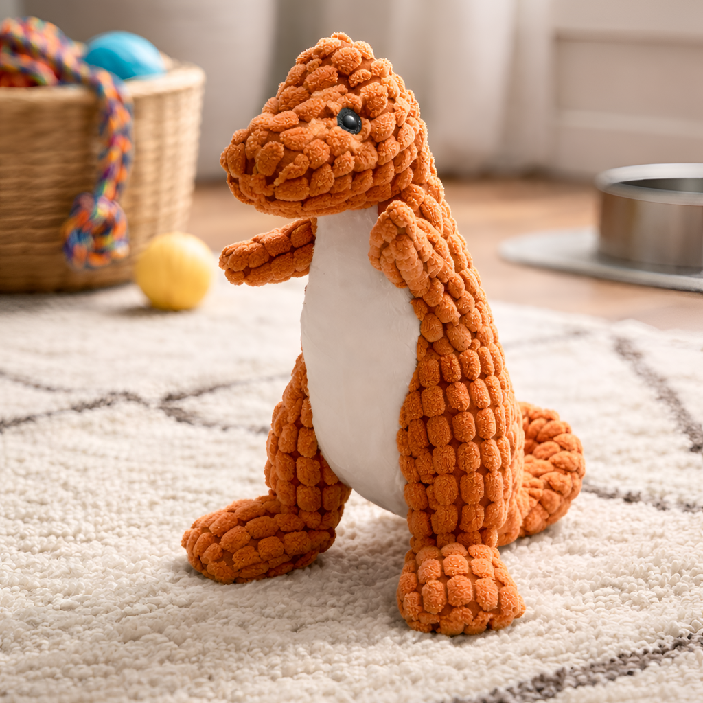 Lars - Plys Dinosaur Hundelegetøj til Små og Mellemstore Hunde