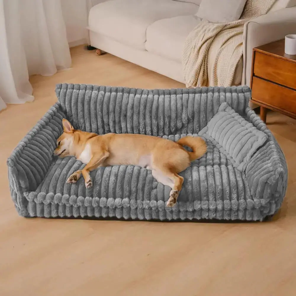Ortopædisk Hundesofa med Fløjl – Behagelig Hvilebed for Hunde