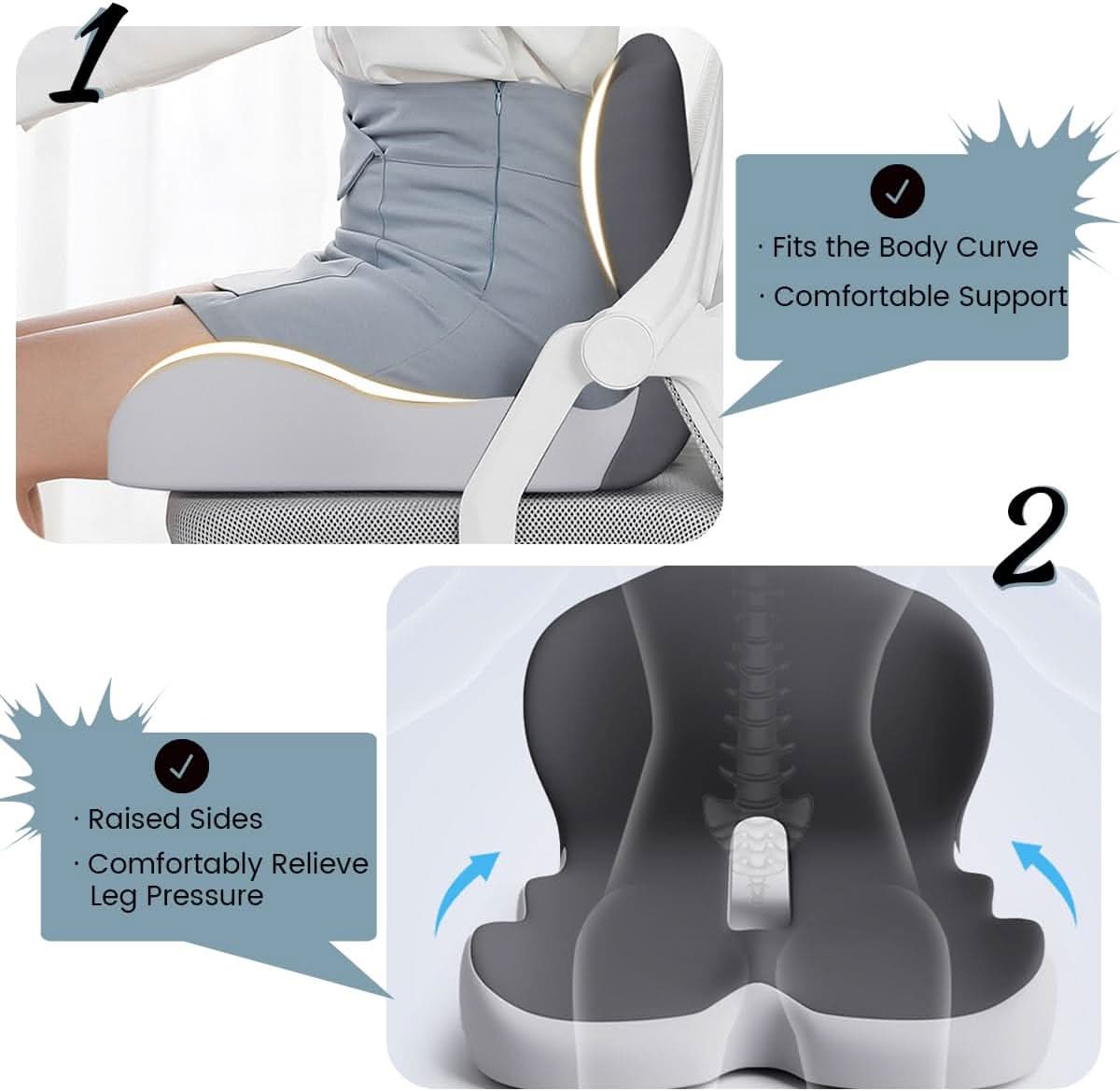 Ergonomisk Memory Skum Sædehynde til Kontor og Bil – Komfortabel Siddeoplevelse