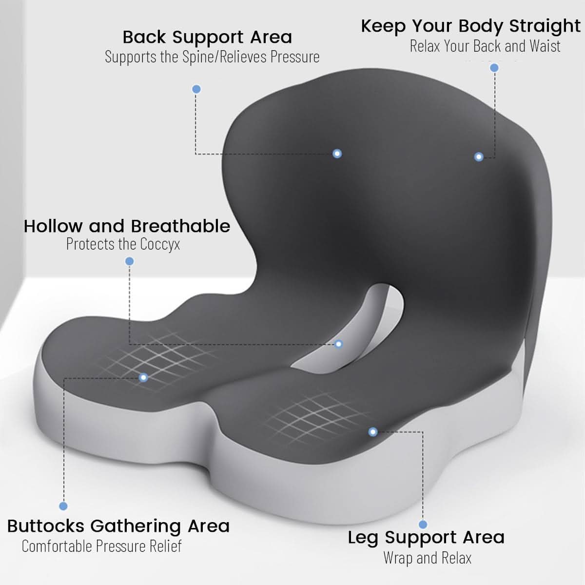 Ergonomisk Memory Skum Sædehynde til Kontor og Bil – Komfortabel Siddeoplevelse