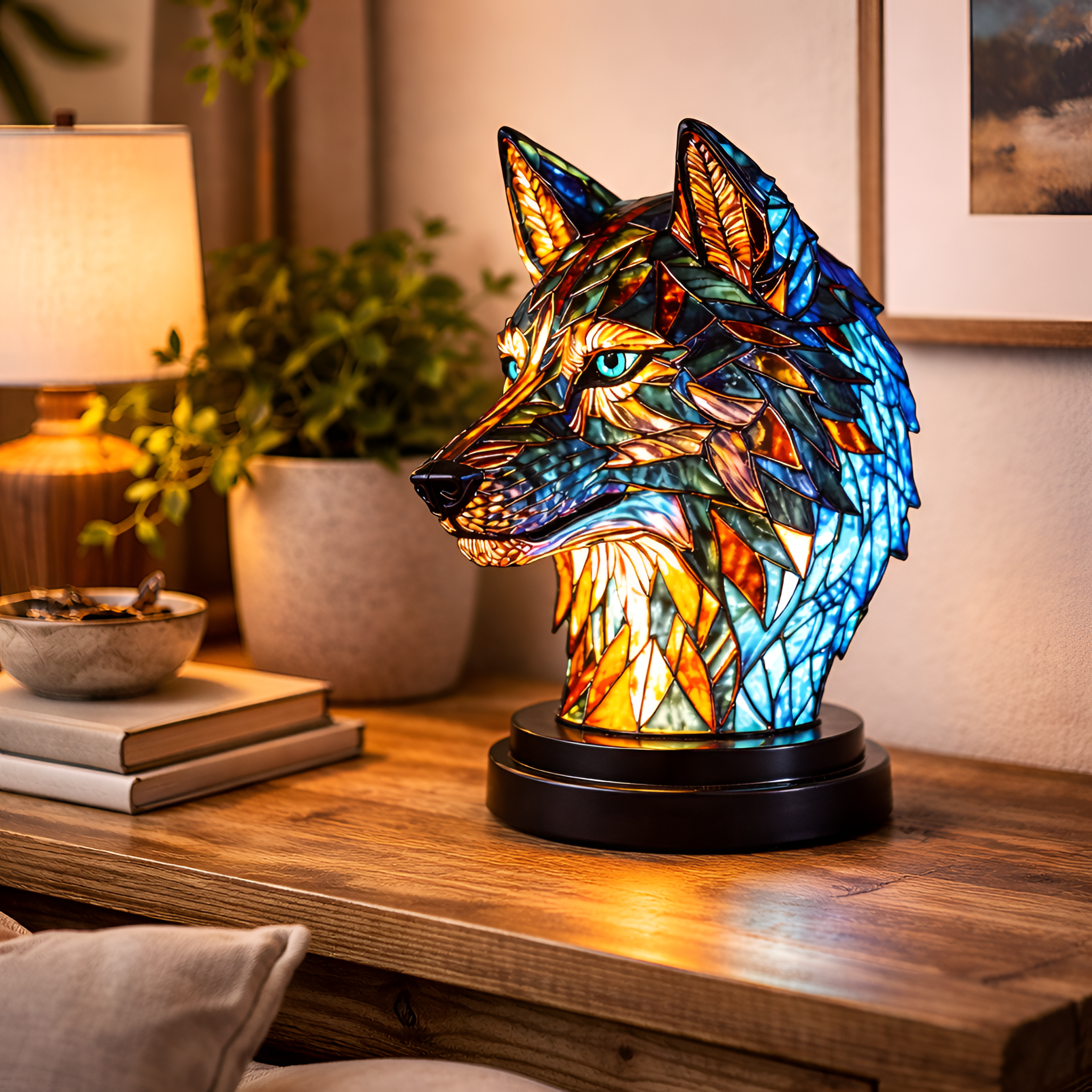 Samuel - Bordlampe i harpiks med dyremotiv