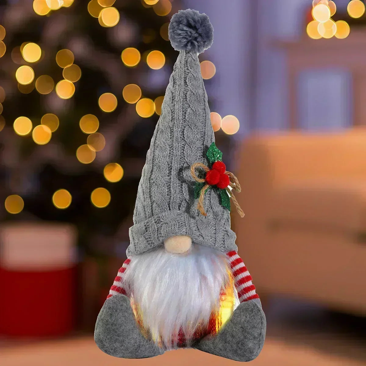 Jule nisse dekoration | LED natlys | Varm glød ferie ornament