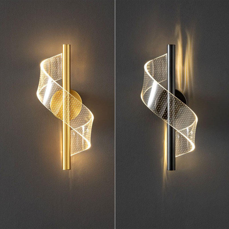 Moderne LED Væglampe med Bølget Design og Justerbare Lysfarver
