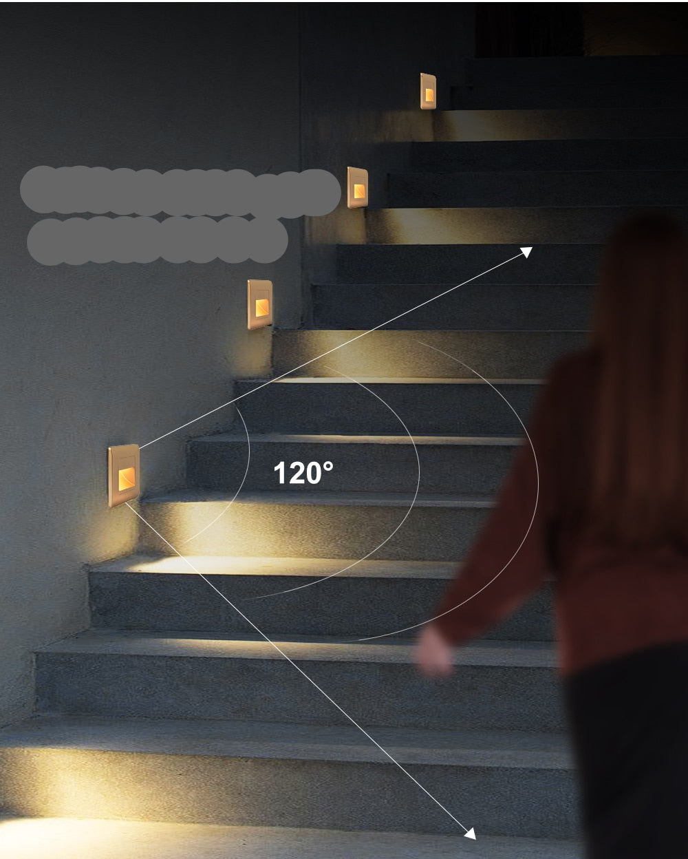 AstraLite PIR Sensor Trappe Lys Fire Farvemuligheder