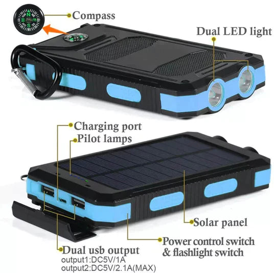 LyraCharge 30000mAh Solcelle Power Bank IP67 Vandtæt