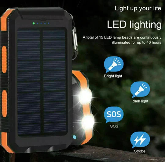 LyraCharge 30000mAh Solcelle Power Bank IP67 Vandtæt