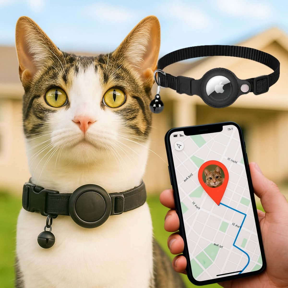 GPS Halsbånd til Katte med Reflekterende Design