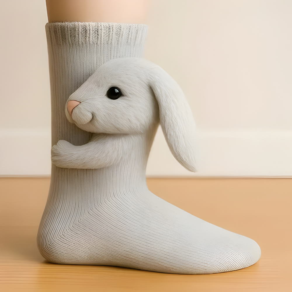 Unisex hjemmesokker med 3D dyremotiv og skridsikre – Varme og komfortable