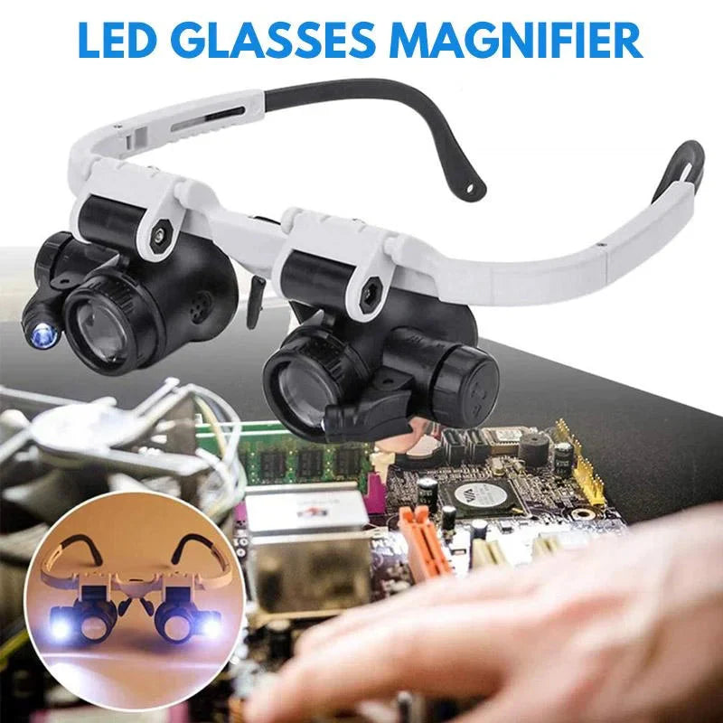 Jewelers LED Briller Med 8X 15X 23X Detaljevisning Håndfri