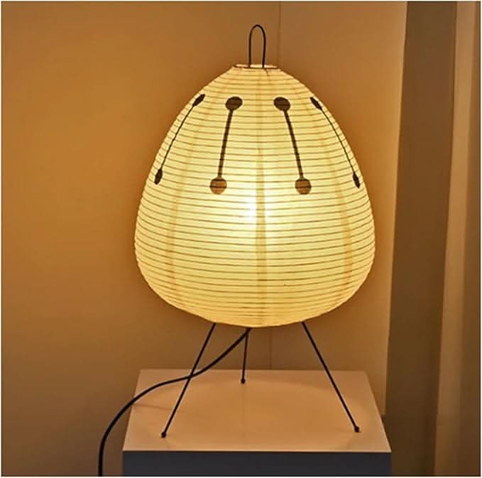 Bordlampe med Rispapir Skærm og Japansk Inspireret Design
