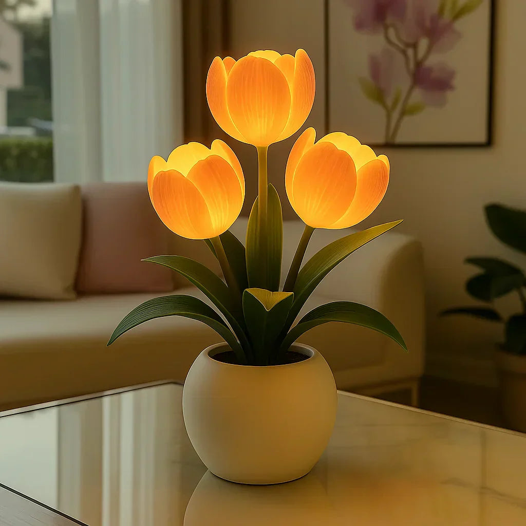 Dekorativ Tulipan LED Lampe med Varmt Lys og Dæmpbart Belysning