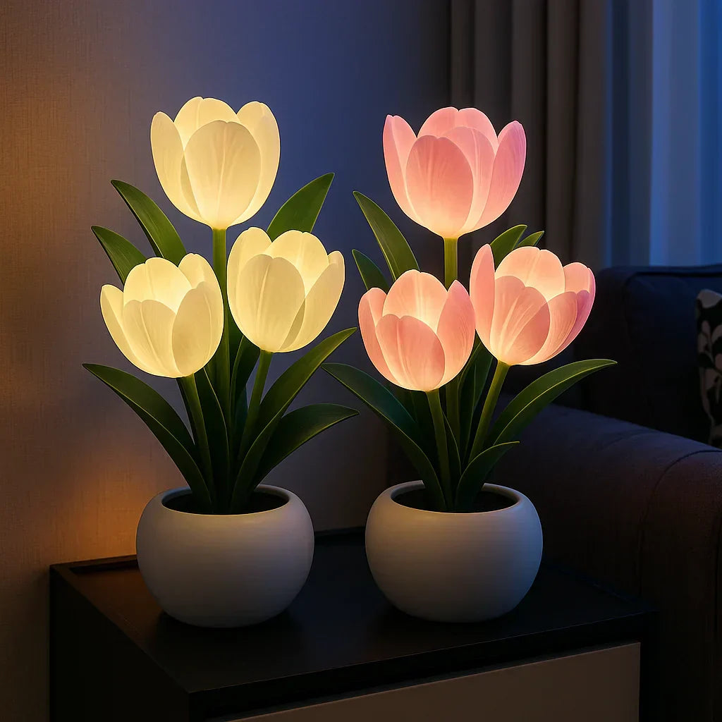 Dekorativ Tulipan LED Lampe med Varmt Lys og Dæmpbart Belysning