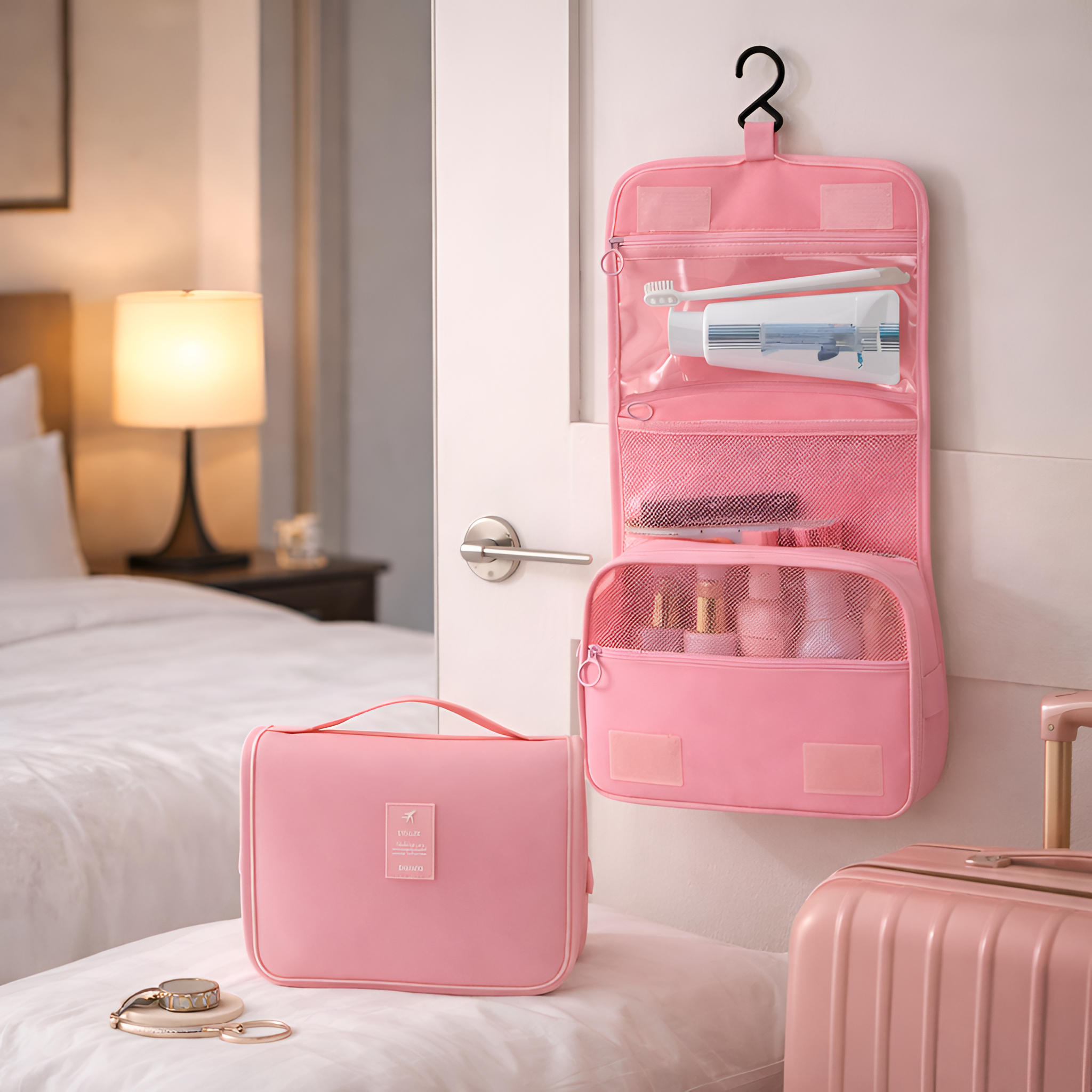 Morveth- Rejse Makeup Toilettaske Organizer med Krog, Vandtæt Pouch