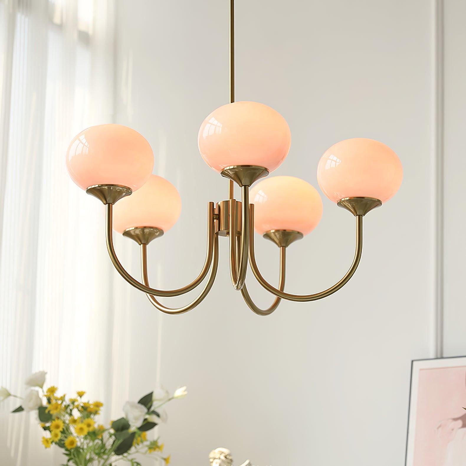 Alora Marshmallow Glam Chandelier Med Lys Rosa Glas