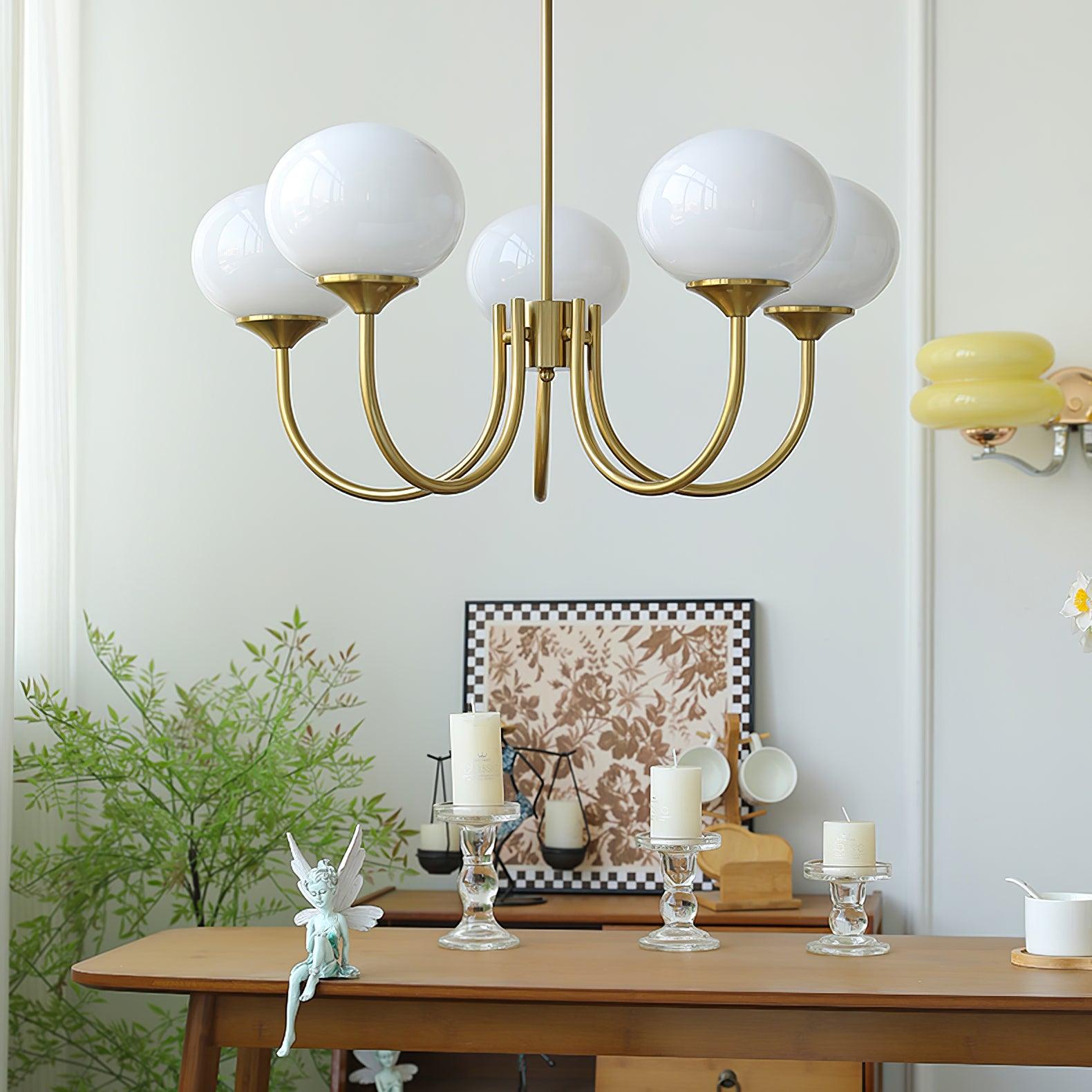 Alora Marshmallow Glam Chandelier Med Lys Rosa Glas