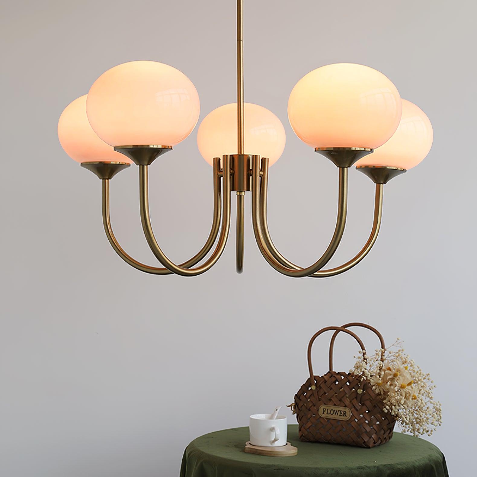 Alora Marshmallow Glam Chandelier Med Lys Rosa Glas