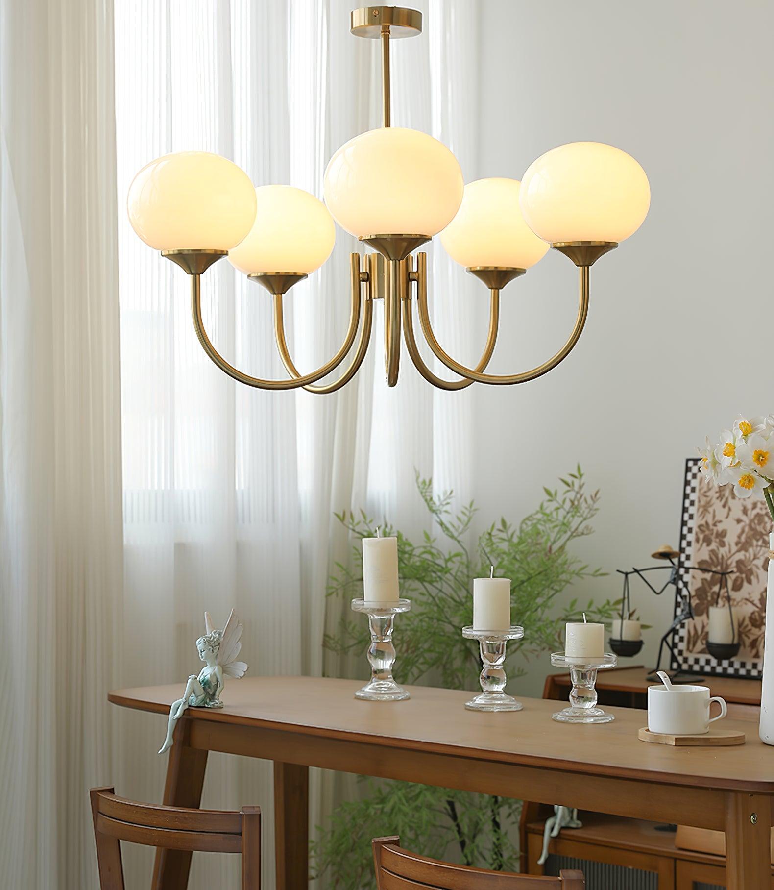 Alora Marshmallow Glam Chandelier Med Lys Rosa Glas