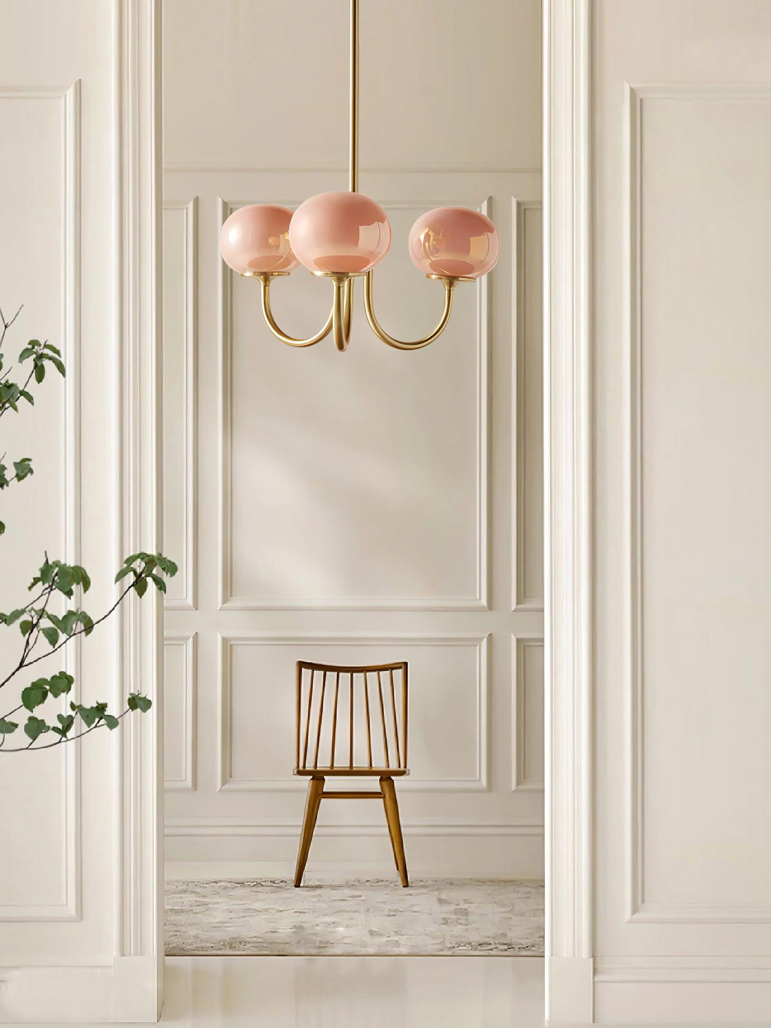 Alora Marshmallow Glam Chandelier Med Lys Rosa Glas