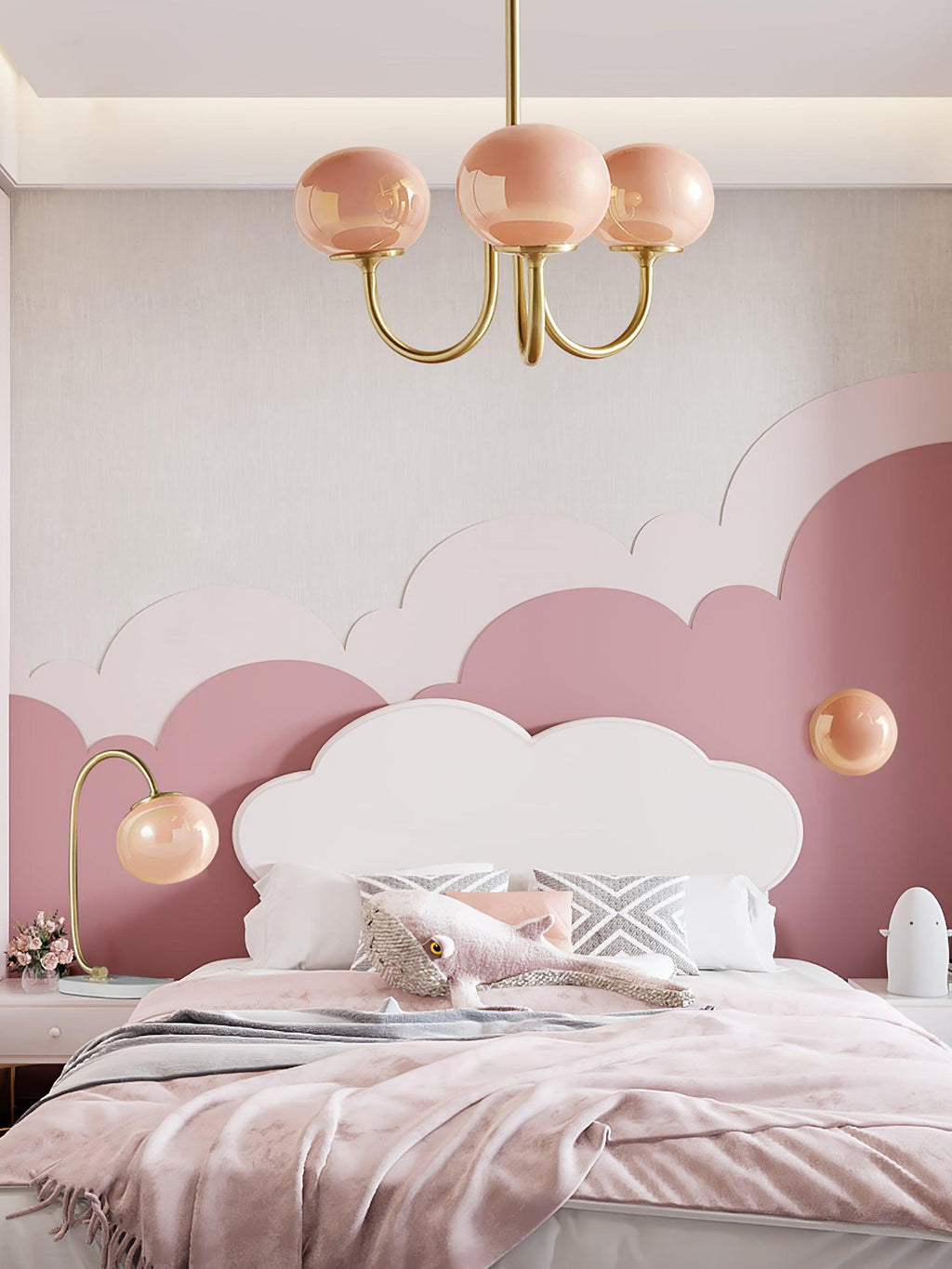 Alora Marshmallow Glam Chandelier Med Lys Rosa Glas