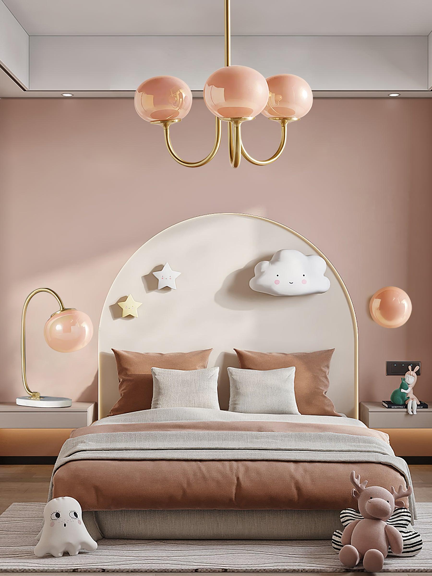 Alora Marshmallow Glam Chandelier Med Lys Rosa Glas