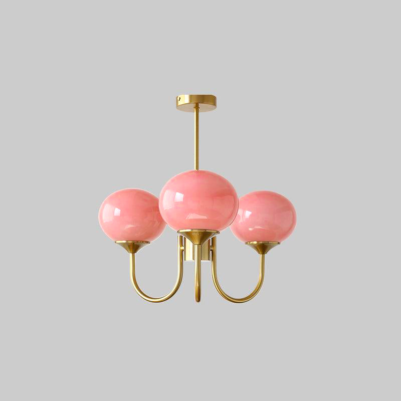 Alora Marshmallow Glam Chandelier Med Lys Rosa Glas