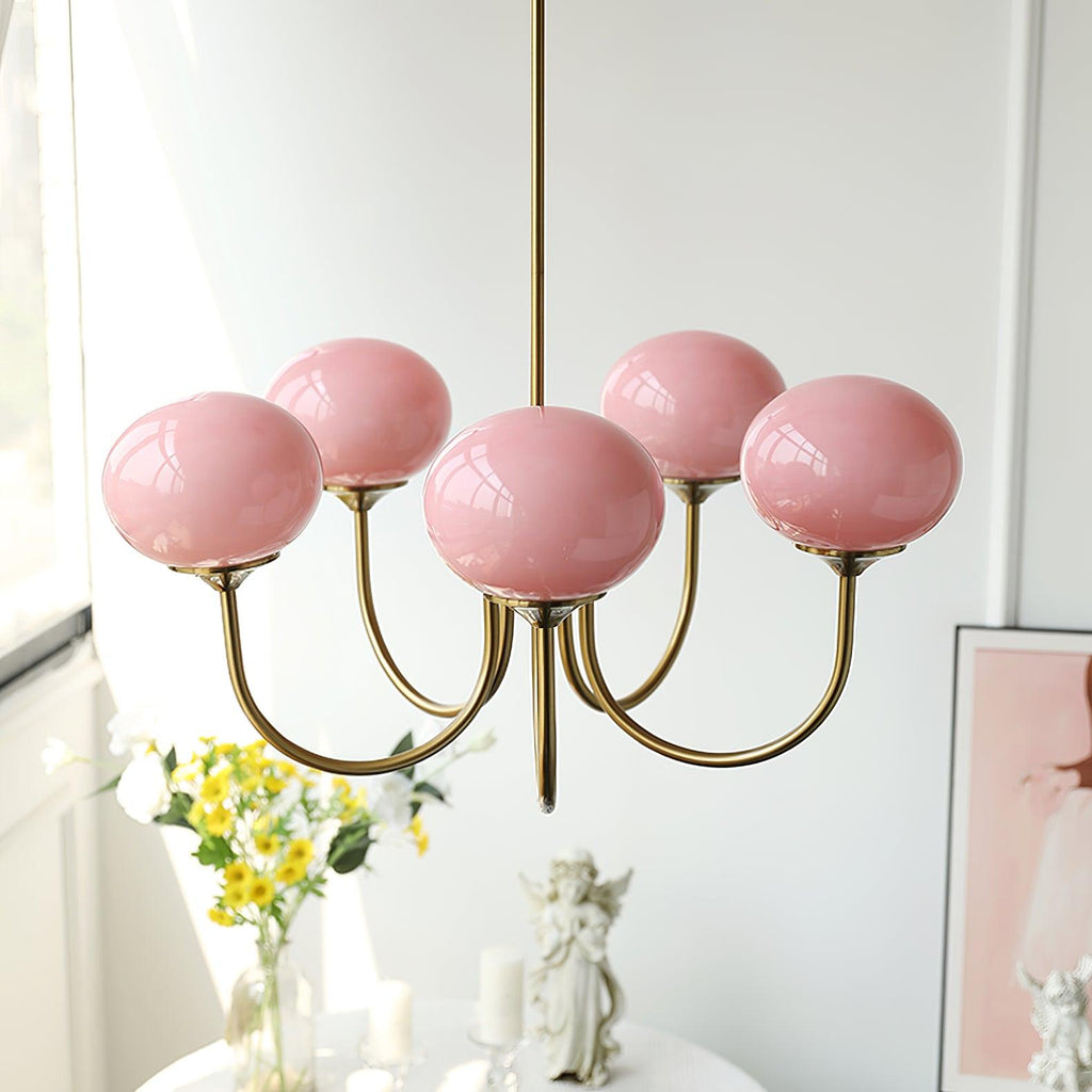 Alora Marshmallow Glam Chandelier Med Lys Rosa Glas