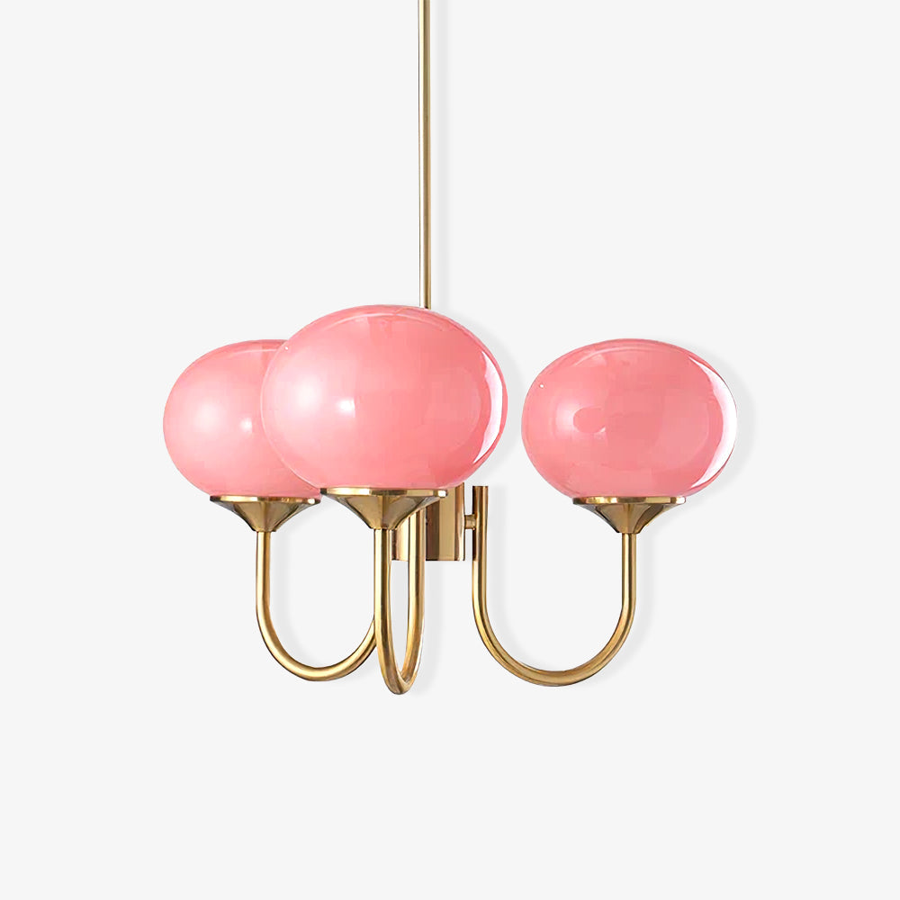 Alora Marshmallow Glam Chandelier Med Lys Rosa Glas