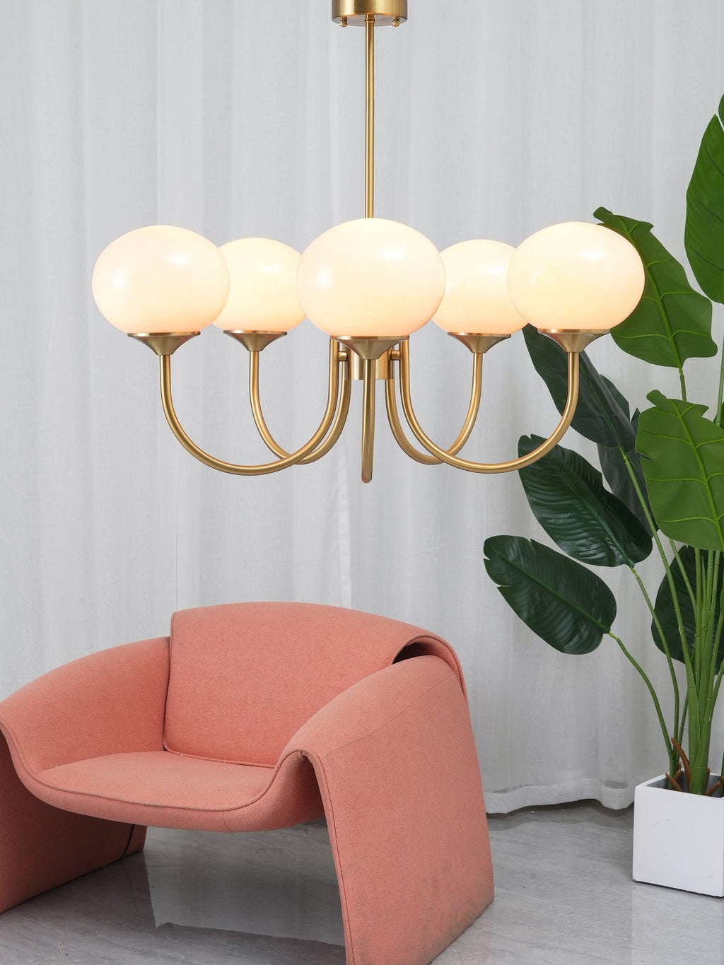 Alora Marshmallow Glam Chandelier Med Lys Rosa Glas