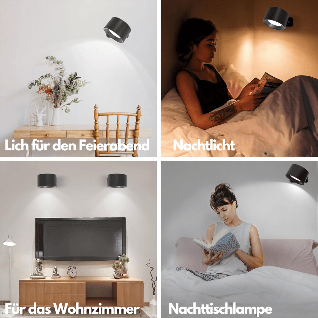 Trådløs Væglampe – 360° Justerbar og Genopladelig LED-belysning (USB)
