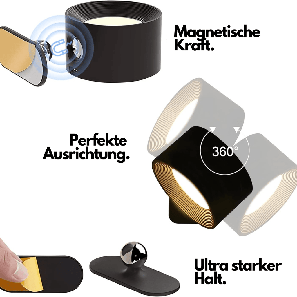 Trådløs Væglampe – 360° Justerbar og Genopladelig LED-belysning (USB)